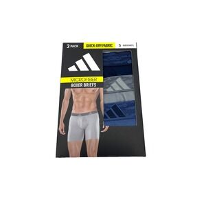 Adidas Men's 3 Pack Quick-Dry Fabric Microfiber Boxer Briefs‎ Small Blue Gray